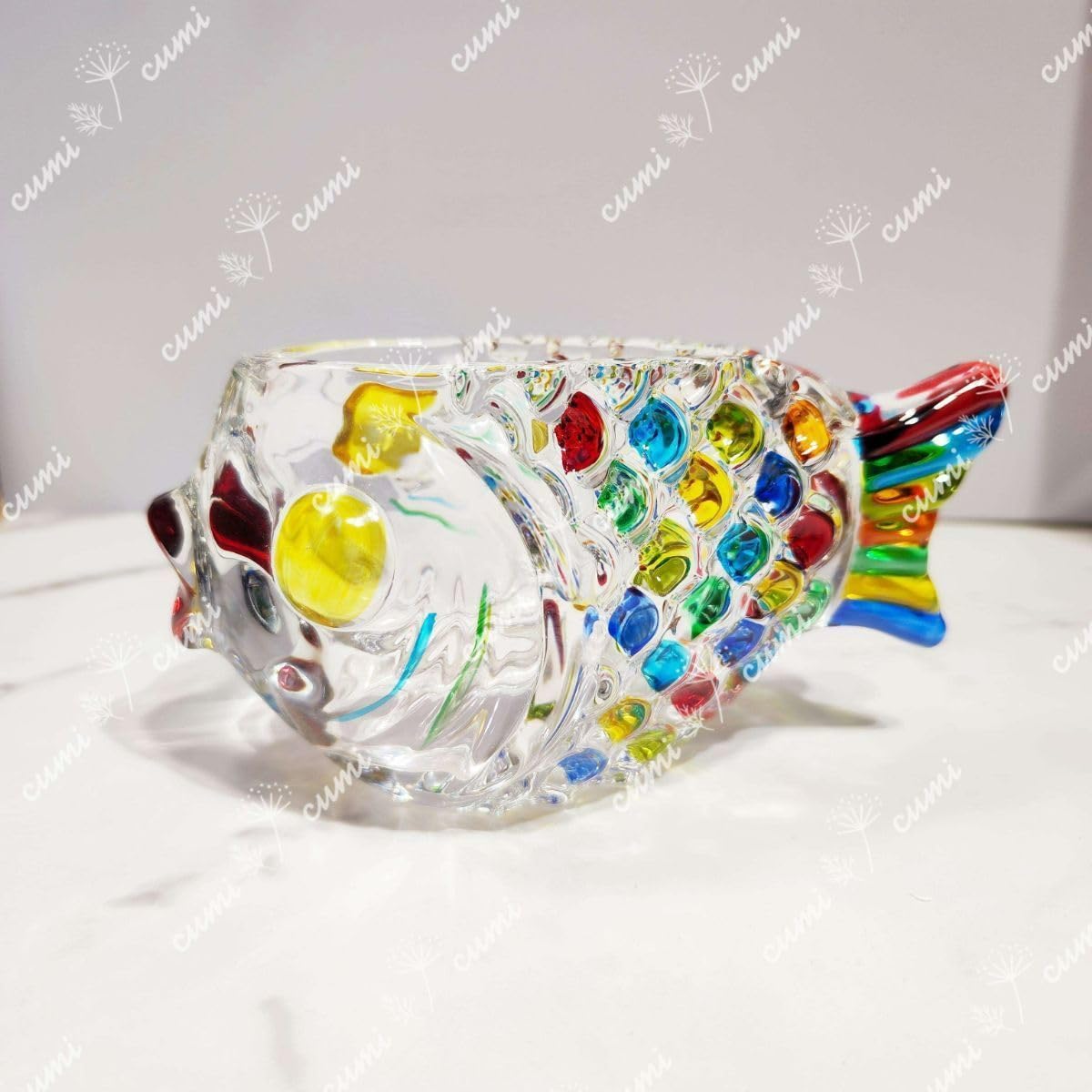 エレガントで豪華なガラス製魚型ランプ未使用元箱付き